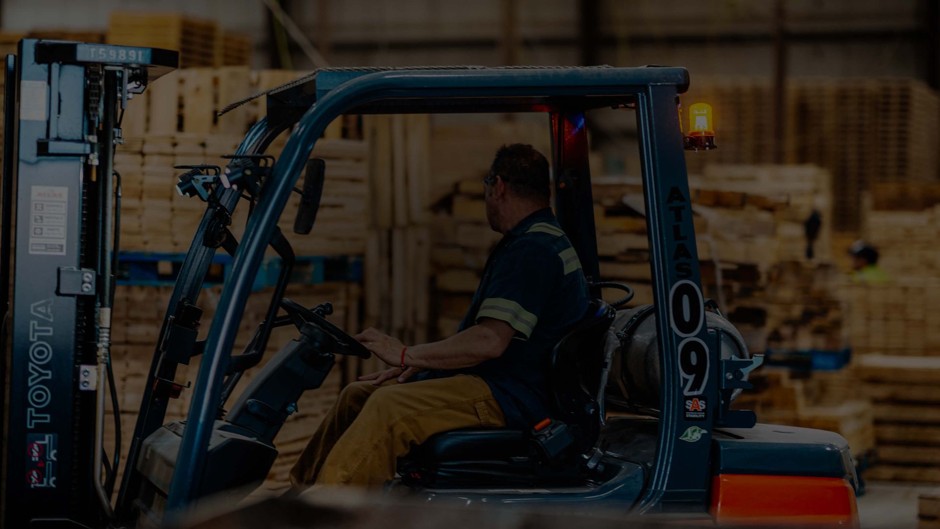 rose pallet employee on forklift